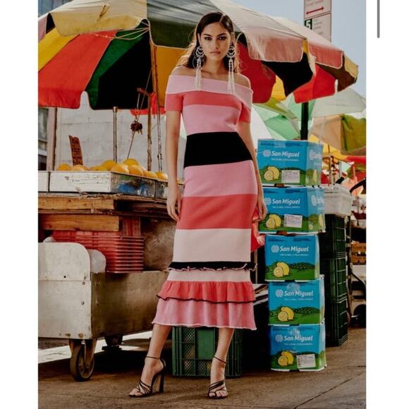 Prabal Gurung Knit Off The Shoulder Midi Dress Size Large - Picture 1 of 7